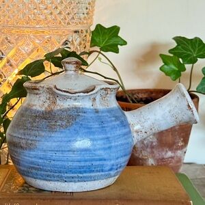 Vintage Japanese-style Kyusu Teapot, Handmade Studio Art Pottery, Signed